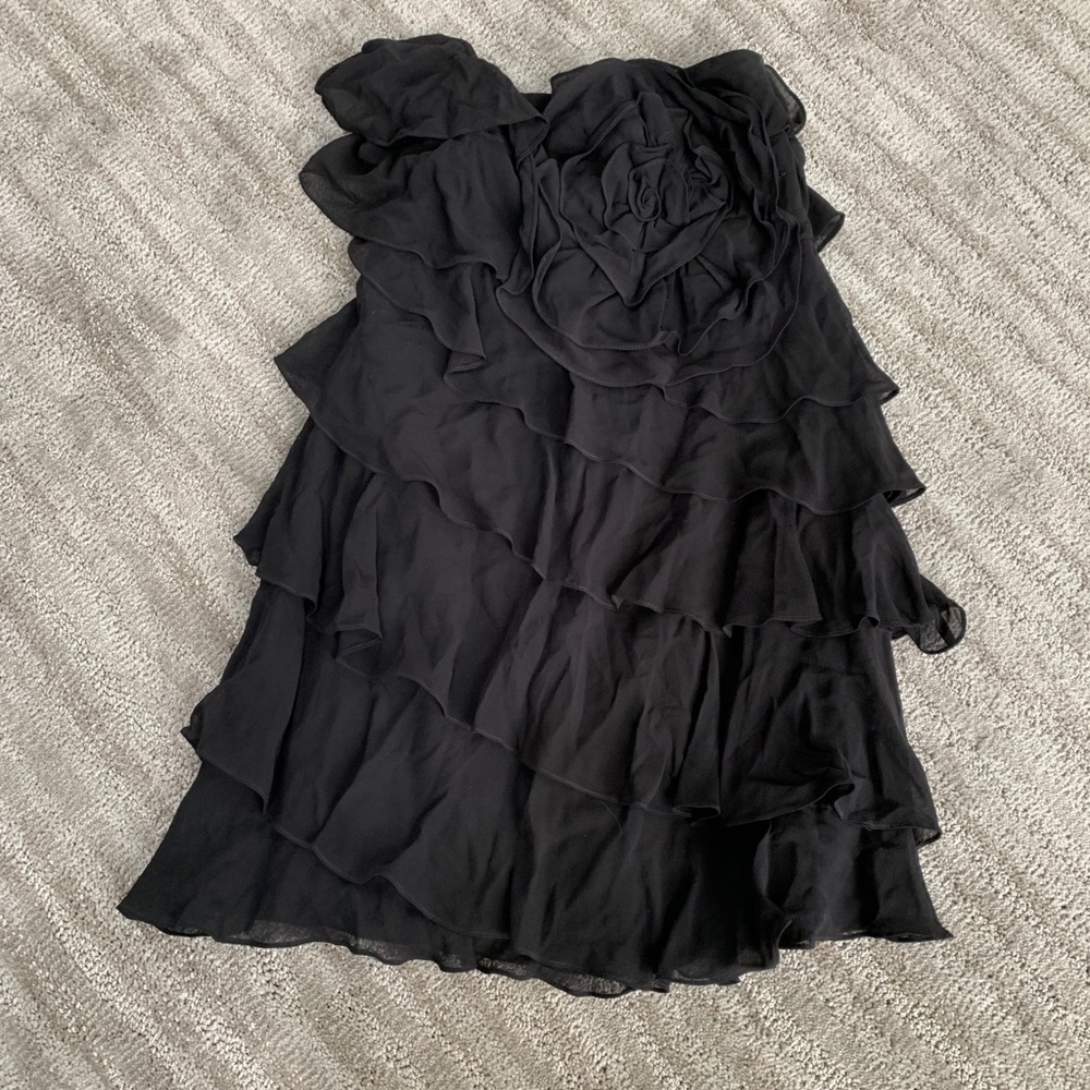 Express Black Tiered Strapless Party Dress